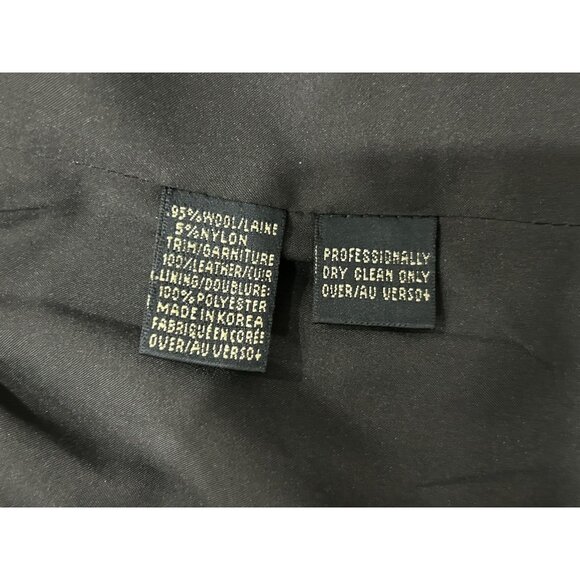 Dana Buchman Leather Trim Open Front Black Blazer Size 4 Petite Modern Edgy - Picture 9 of 11